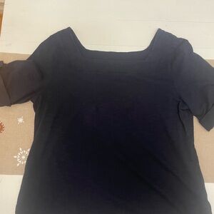 Talbots Navy Short Sleeve square neck Top